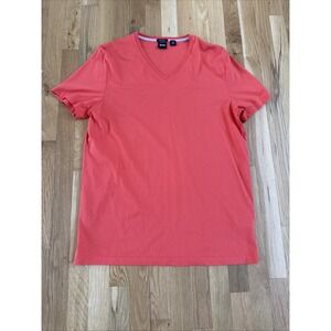 Hugo Boss Men's V-Neck Orange SLIM FIT‎ Size XL Casual T Shirt Short Sleeve